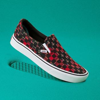 Vans Plaid Check ComfyCush - Naisten Slip-on kengät - Punainen/Valkoinen